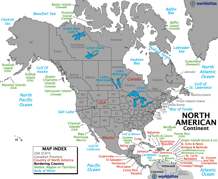 North America continent map